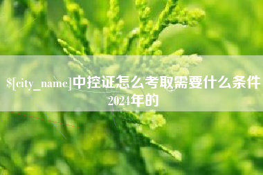 绍兴中控证怎么考取需要什么条件2024年的